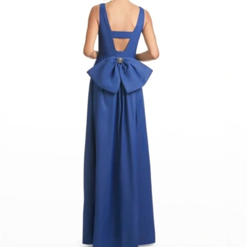 Nwt Sachin & Babi Katrina Gown Midnight Blue Beaded Waist V-Neck Dress Size 14